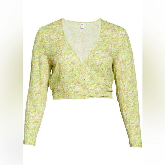 NEW BP Nordstrom Surplic V-neck Crop Top - Green Hannah Kate 1X - Picture 4 of 7